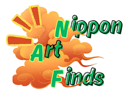Logo with 'Nippon Art Finds' text and orange and green design elements on a white background