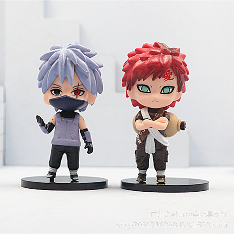 6 Q-Version Japanese Style Anime Figures Naruto Kakashi Toy Doll Machine Gashapon Doll Model Cake Ornaments