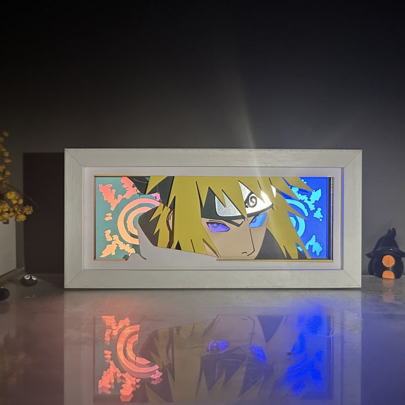 Two-Color Paper Carving Lamp Naruto Anime Figure Peripheral Ornaments And Gifts Led Photo Frame USB Powered