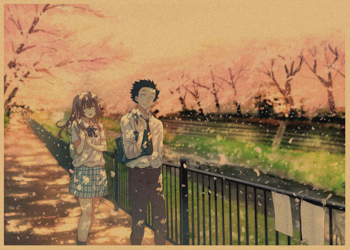 Japanese-style Anime Sound Shape Movie Poster Xigong Nitrate Knot String Retro Kraft Paper Decorative Wall Painting 244