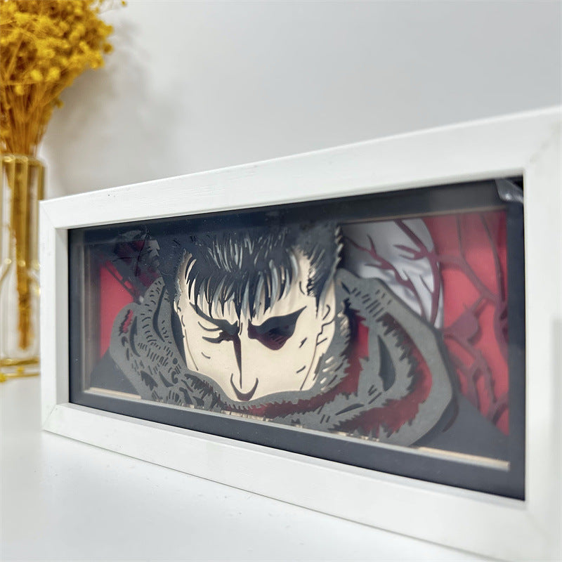 Sword Wind Legend Brand Warrior Paper Carving Lamp Animation Gus Hand-made Surrounding Ornaments Paper-cut Atmosphere Photo Frame Night Light