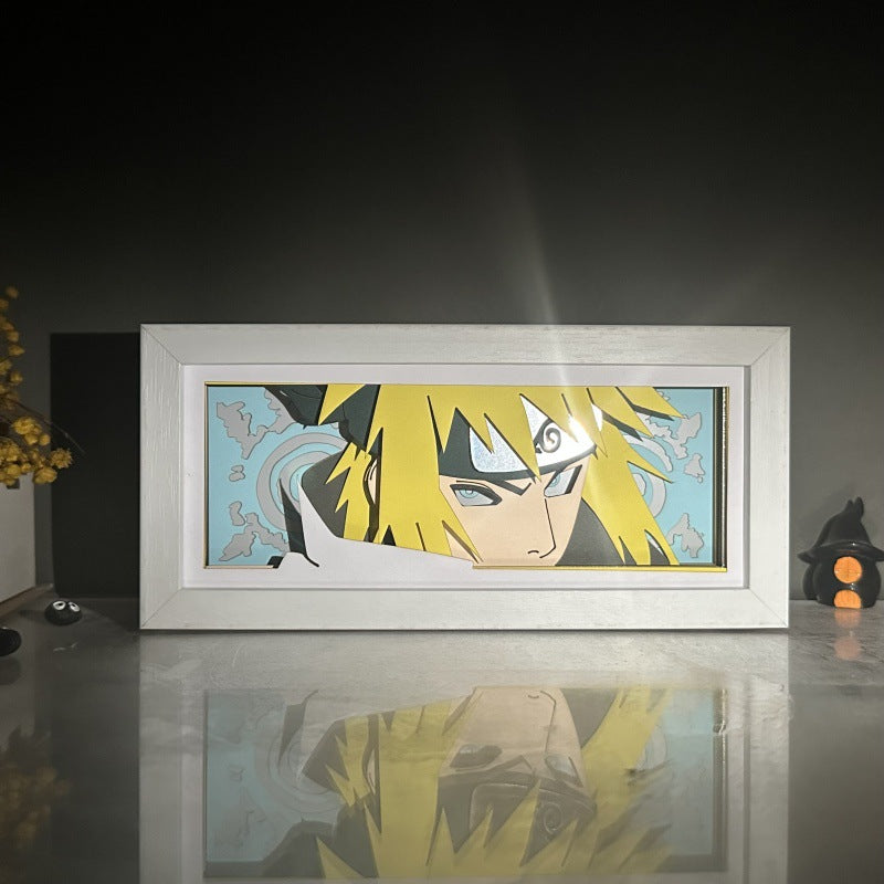 Two-Color Paper Carving Lamp Naruto Anime Figure Peripheral Ornaments And Gifts Led Photo Frame USB Powered