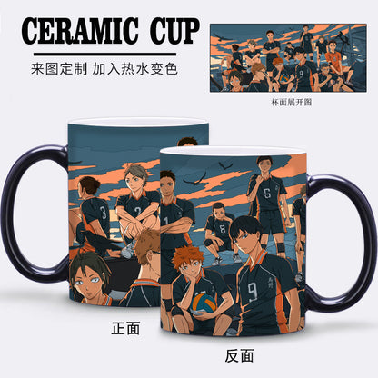Anime Haikyuu!! Ceramic Color-Changing Mug Hinata Shoyo Merchandise Creative Water Cup Heat-Sensitive Pattern Mug