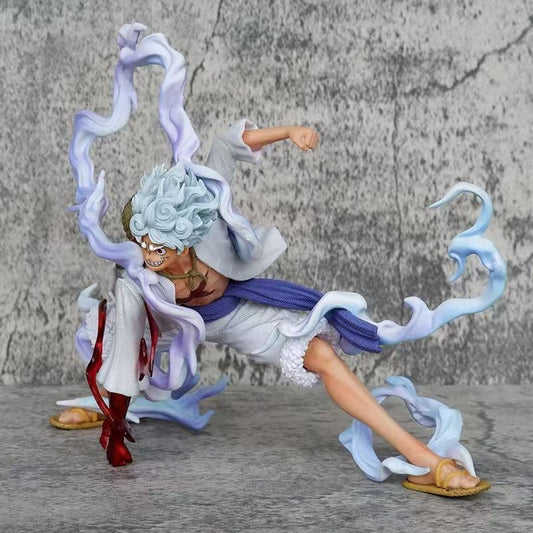 One Piece Sun God Nika Luffy Fifth Gear Squat Second Gear Fruit Awakening White Hair Luffy Anime Figure
