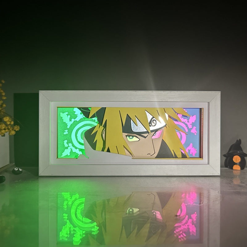 Two-Color Paper Carving Lamp Naruto Anime Figure Peripheral Ornaments And Gifts Led Photo Frame USB Powered
