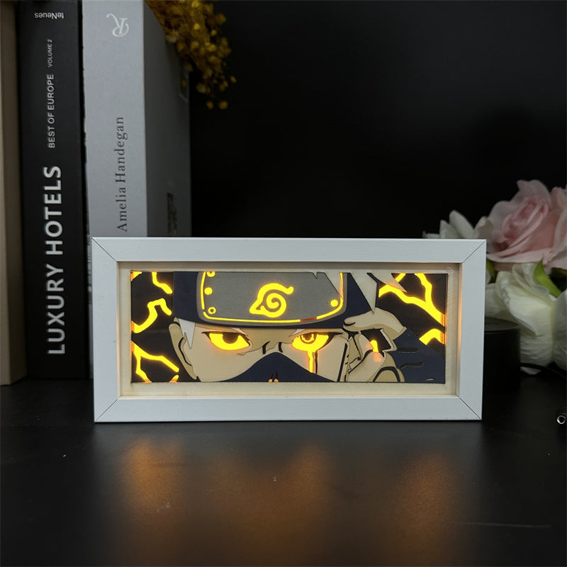 Naruto Paper Carving Lamp Paper-Cut Anime Figure Bedroom Dormitory Desktop Decoration Gift Photo Frame Lamp Night Light