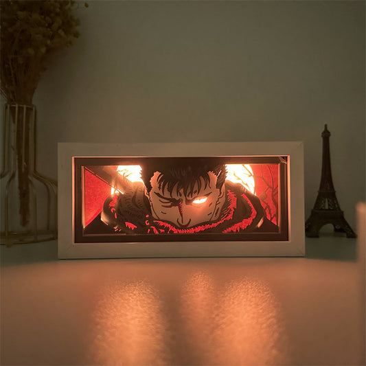 Sword Wind Legend Brand Warrior Paper Carving Lamp Animation Gus Hand-made Surrounding Ornaments Paper-cut Atmosphere Photo Frame Night Light