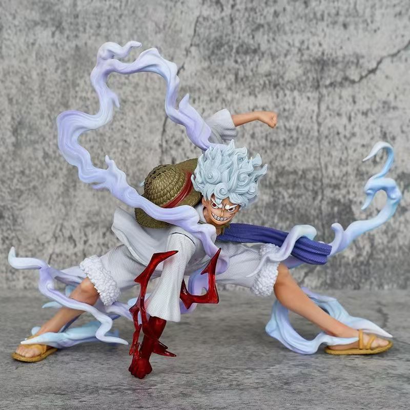 One Piece Sun God Nika Luffy Fifth Gear Squat Second Gear Fruit Awakening White Hair Luffy Anime Figure