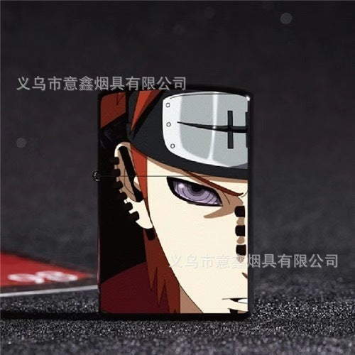 Naruto Anime Kerosene Lighter Retro Grinding Wheel Ignition Metal Flip Cover Windproof Creative Stylish Gift Giving