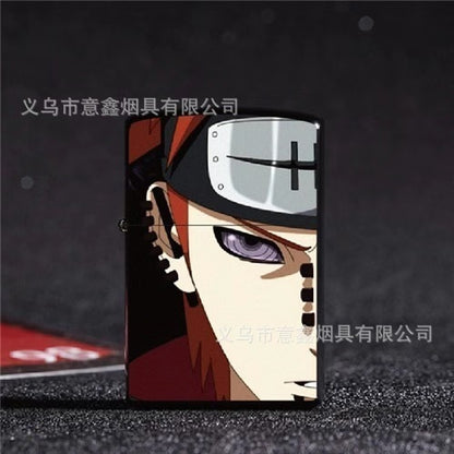 Naruto Anime Kerosene Lighter Retro Grinding Wheel Ignition Metal Flip Cover Windproof Creative Stylish Gift Giving
