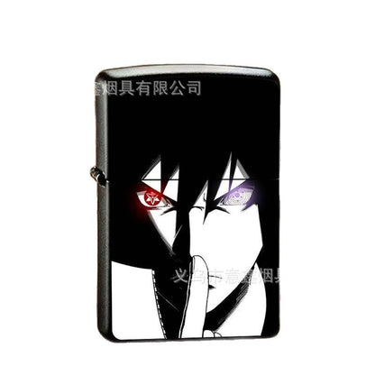 Naruto Anime Kerosene Lighter Retro Grinding Wheel Ignition Metal Flip Cover Windproof Creative Stylish Gift Giving