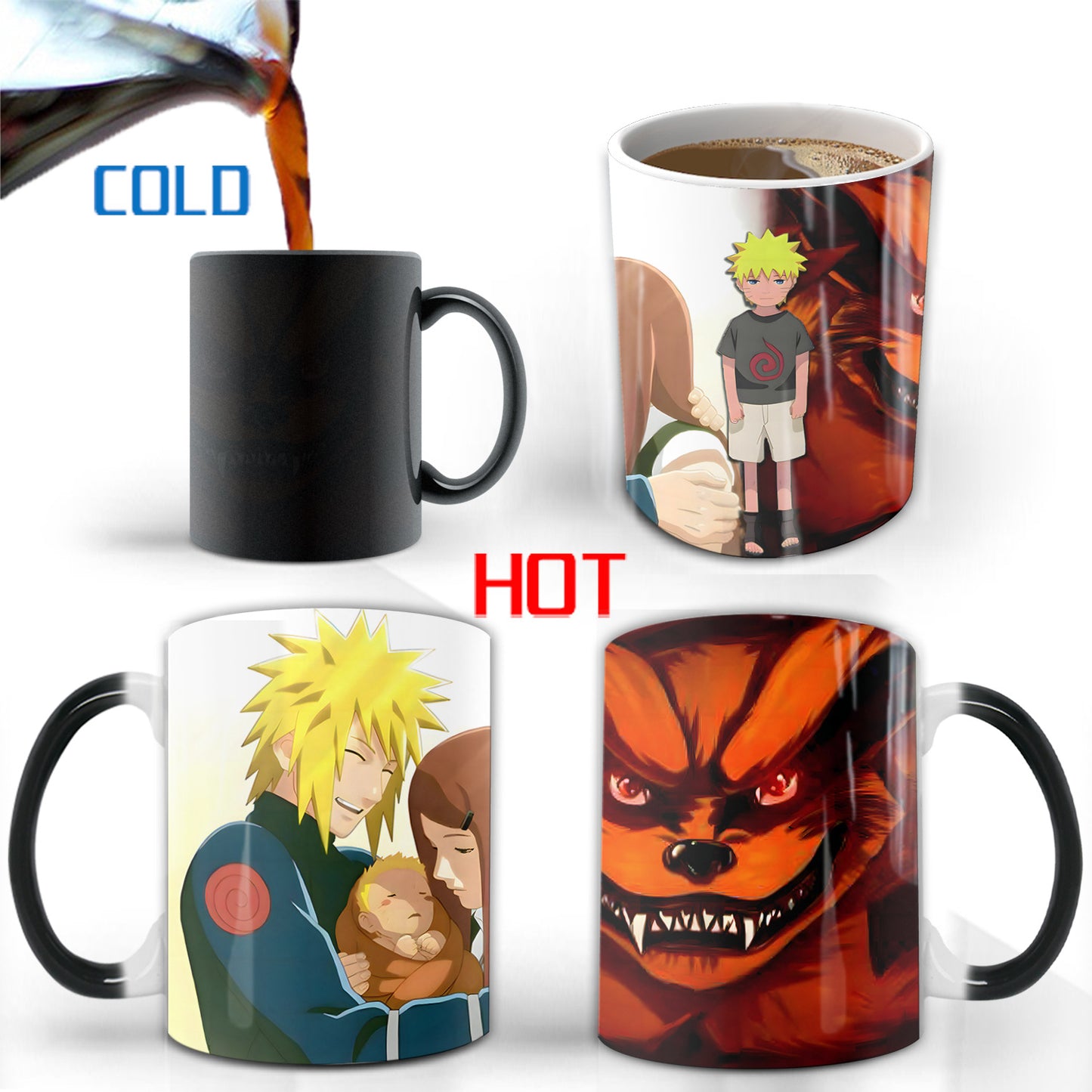 Naruto Naruto Naruto Color-Changing Mug Poured Into Hot Water Gradually Produces Patterns Interesting Coffee Cup Gift