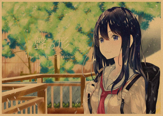 Japanese-style Anime Sound Shape Movie Poster Xigong Nitrate Knot String Retro Kraft Paper Decorative Wall Painting 244