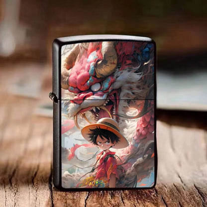 One Piece Metal Lighter Dragon Ball Kerosene Windproof Lighter Creative Picture Support TikTok Face Sheet