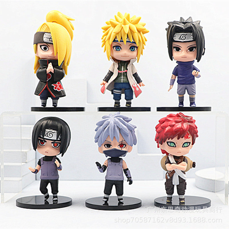 6 Q-Version Japanese Style Anime Figures Naruto Kakashi Toy Doll Machine Gashapon Doll Model Cake Ornaments