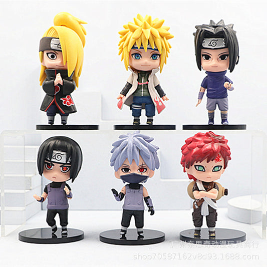 6 Q-Version Japanese Style Anime Figures Naruto Kakashi Toy Doll Machine Gashapon Doll Model Cake Ornaments