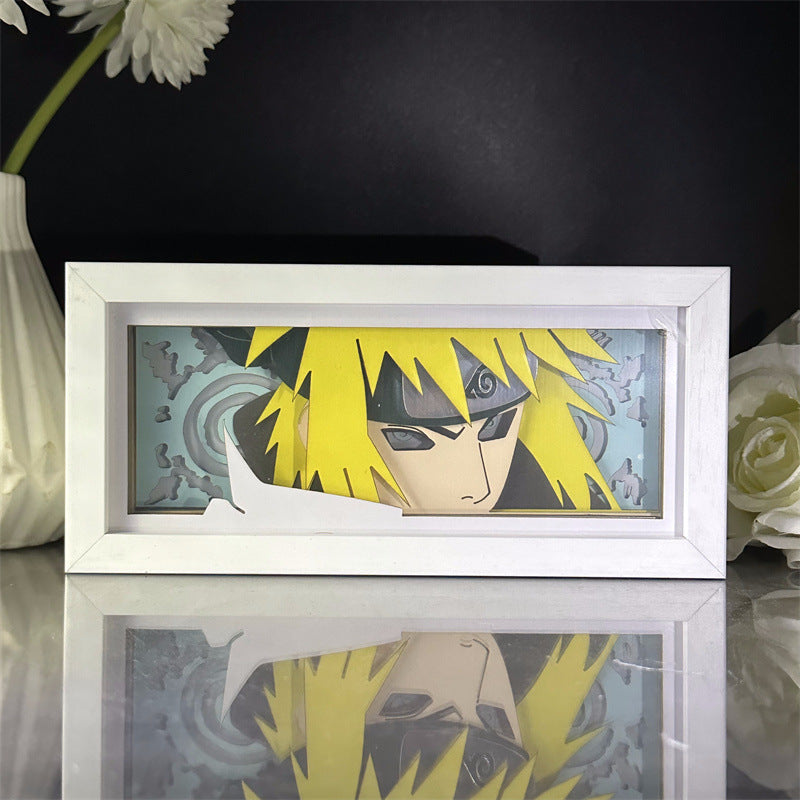 Naruto Paper Carving Lamp Paper-Cut Anime Figure Bedroom Dormitory Desktop Decoration Gift Photo Frame Lamp Night Light