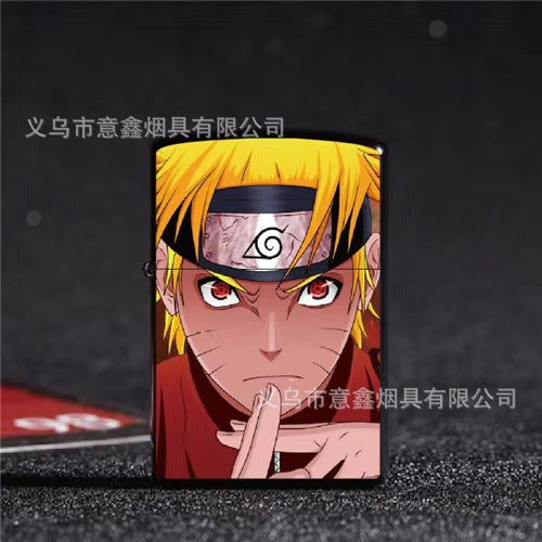 Naruto Anime Kerosene Lighter Retro Grinding Wheel Ignition Metal Flip Cover Windproof Creative Stylish Gift Giving