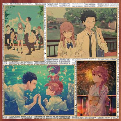 Japanese-style Anime Sound Shape Movie Poster Xigong Nitrate Knot String Retro Kraft Paper Decorative Wall Painting 244