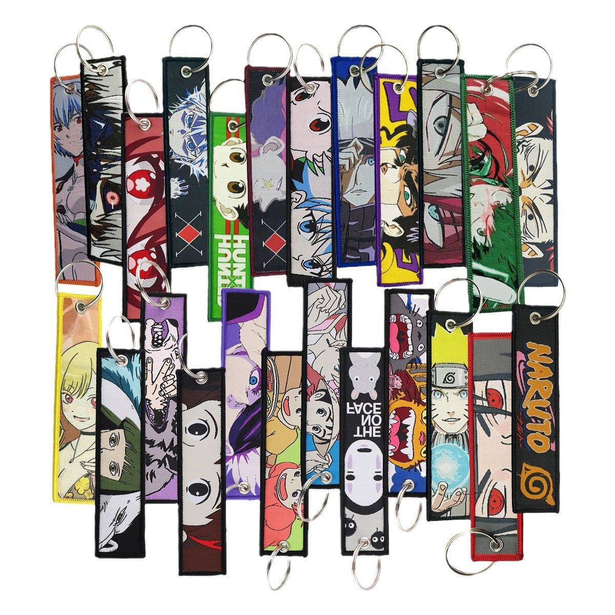 Demon Slayer: Kimetsu No Yaiba Mi Douzi Tanjiro Anime Woven Label Double-Sided Embroider Keychain Lanyard Pendant Student Accessories